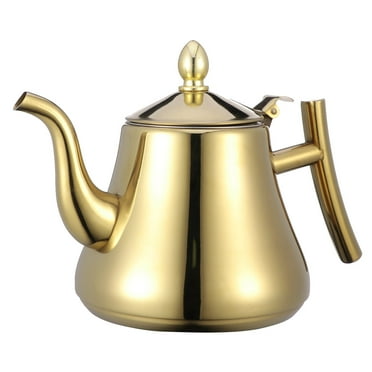 HOKARUA 1L Stainless Steel Tea Pot Water Kettle Tea Kettle with Strainer for Home Restaurant (Golden)