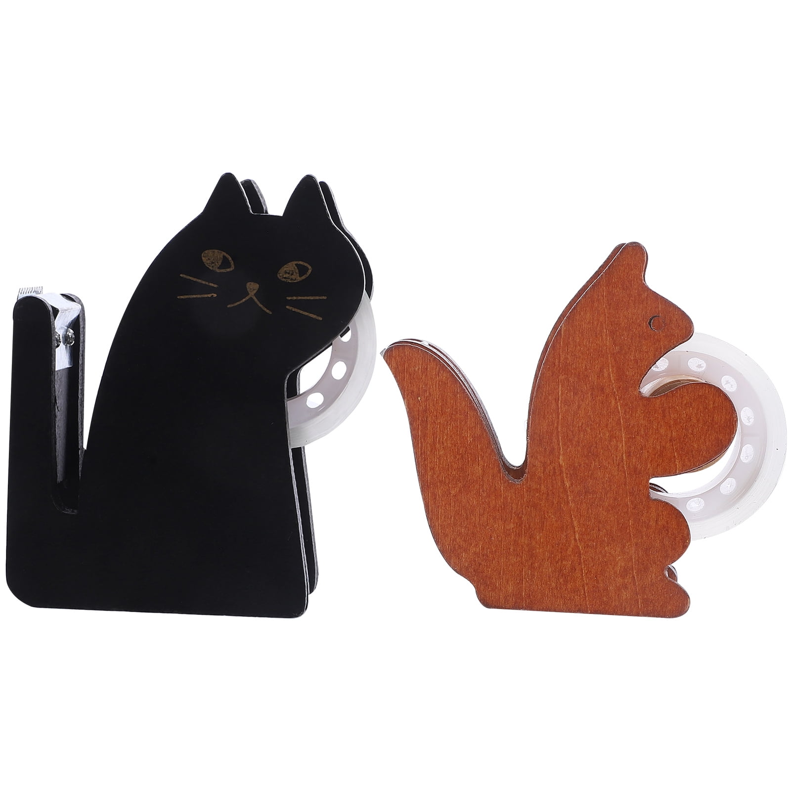 HOKARUA 2Pcs Tape Dispenser Desk Tape Holder Wooden Tape Dispensing Stand Animal Shaped Tape
