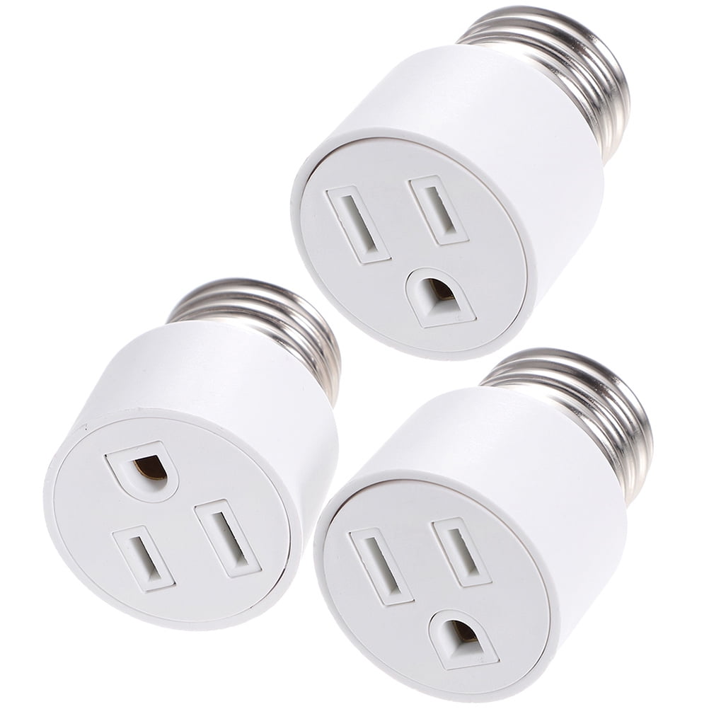 HOKARUA 3pcs Light Socket To Plug Adapter E26 Base To 3prong Outlet