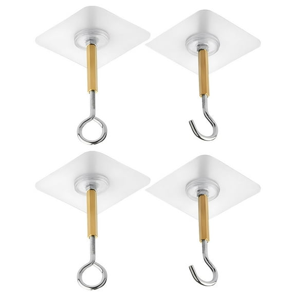 HOKARUA 4pcs Adhesive Hooks Wall Ceiling Hooks Cabinet Hooks Hanging Towel Lights Coat Hooks