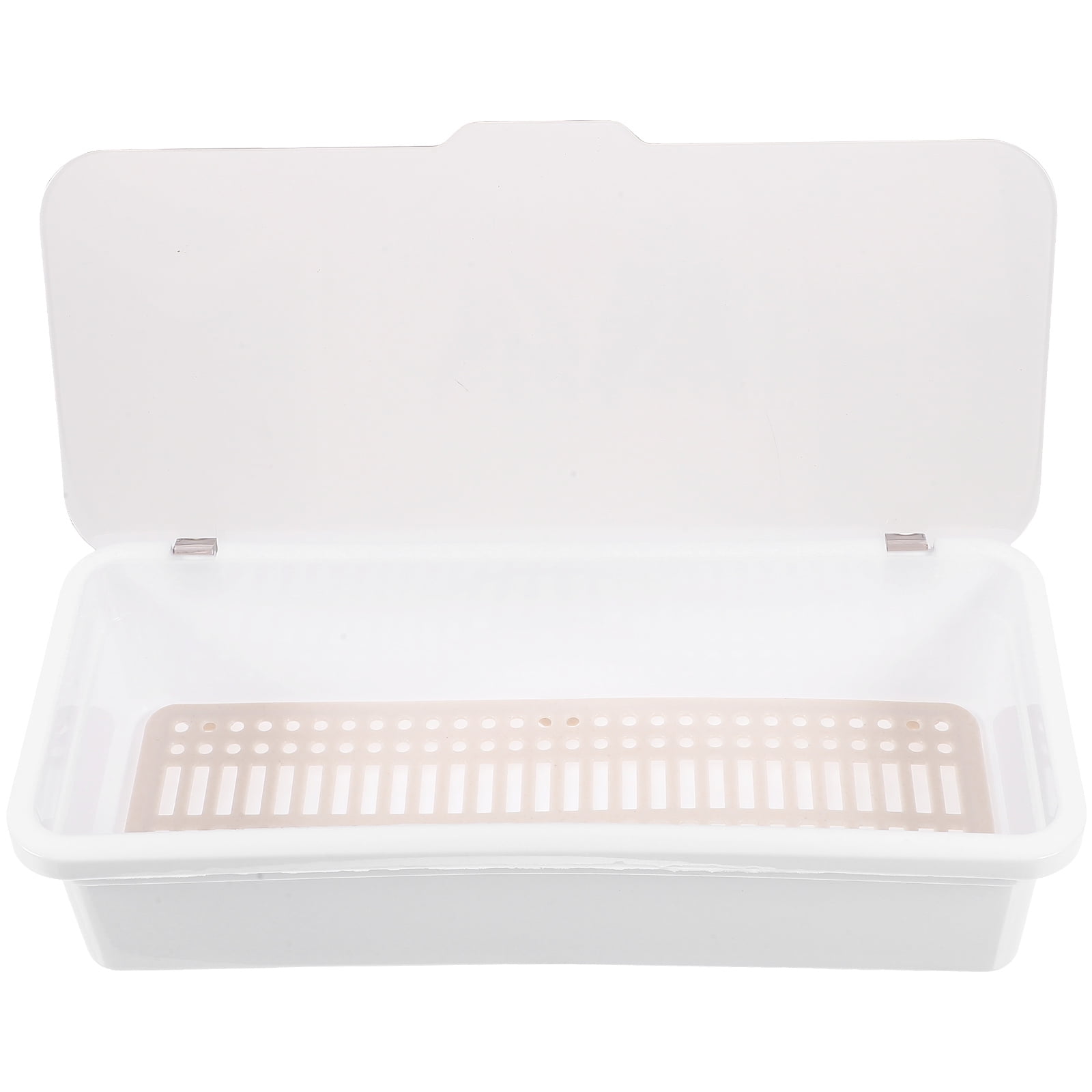 HOKARUA Flatware Plastic Tray with Lid Kitchen Countertop Cutlery