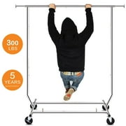HOKEEPER 300 lbs Heavy Duty Clothing Garment Rack Commercial Rolling Clothes Rack on Wheels Adjustable Collapsible, Chrome Finish