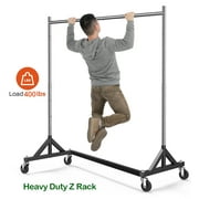HOKEEPER 400LBS Commercial Z Base Garment Rack Heavy Duty Clothing Rack Height Adjustable Rolling Clothes Rack for Hanging Clothes Racks on Wheels Portable Z Rack Chrome Finish