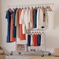 thumbnail image 1 of HOKEEPER 460lbs Clothing Garment Rack Rolling Clothes Rack with Wheels for Hanging Clothes Commercial Grade Adjustable Silver, 1 of 9
