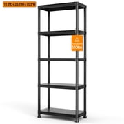 HOKEEPER 5-Tier Storage Shelves, 550LBS Heavy Duty Plastic Shelving Unit for Garage Kitchen Closet 11.81"D x 23.62"W x 70.28"H, Black