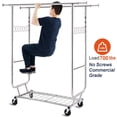 thumbnail image 1 of HOKEEPER 700 lbs Commercial Grade Heavy Duty Garment Rack with Shelves Collapsible Clothing Racks on Wheels Rolling Clothes Rack for Hanging Clothes Portable Adjustable, Chrome Finish, 1 of 10