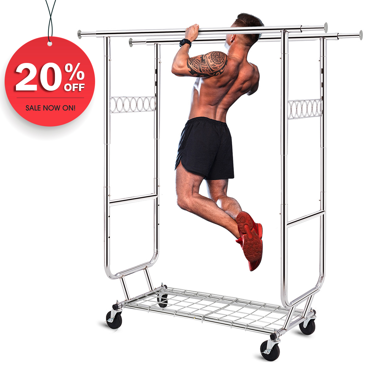 HOKEEPER 450 lbs Heavy Duty Clothing Garment Rack with Shelves Commercial Grade Clothing Racks