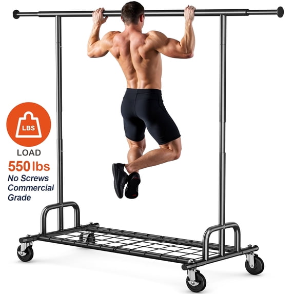 HOKEEPER 550 lbs Heavy Duty Commercial Grade Garment Rack Portable Freestanding Modern Clothes Rack, Black