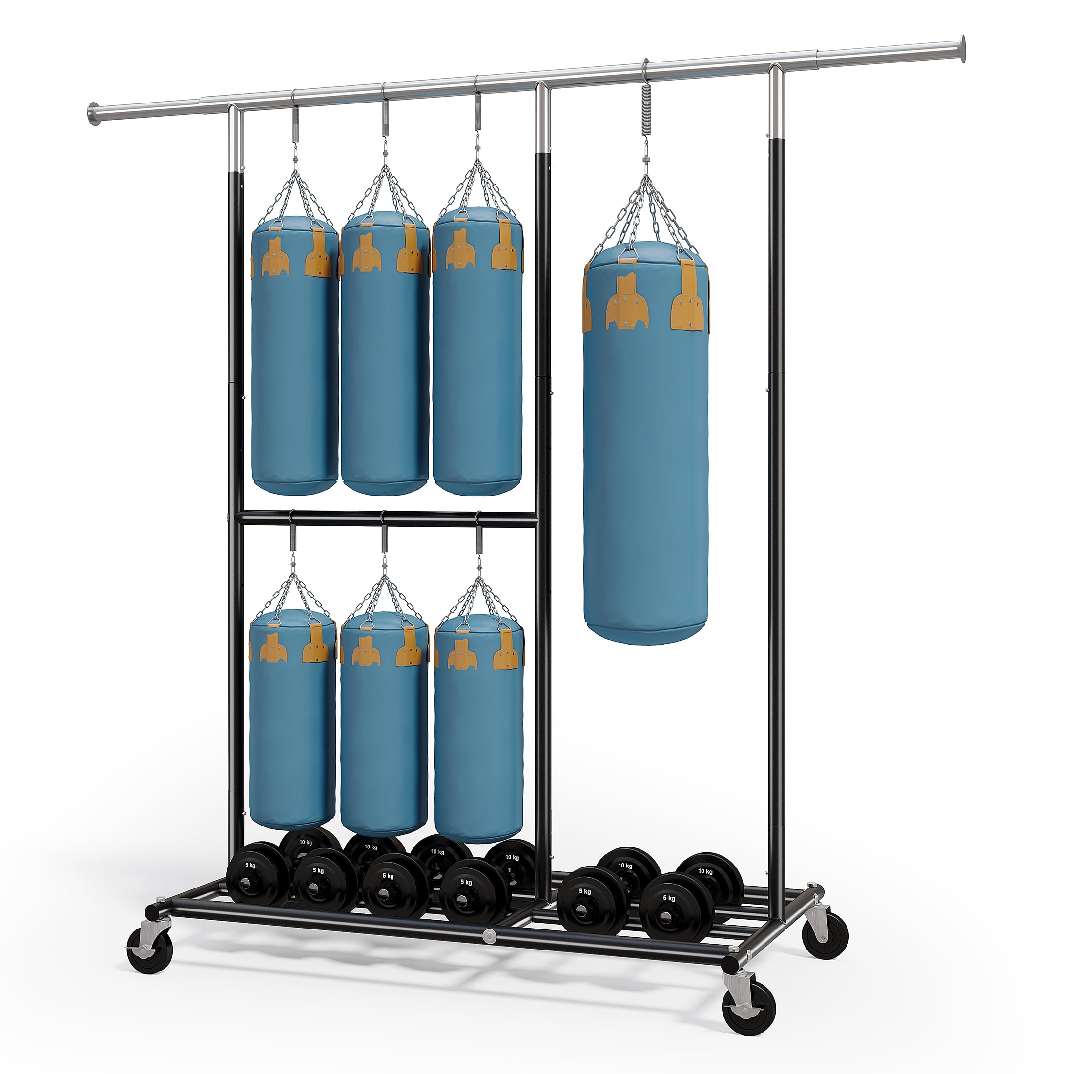 HOKEEPER 460lbs Clothing Garment Rack Rolling Clothes Rack with Wheels for Hanging Clothes Adjustable Black