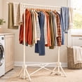 thumbnail image 1 of HOKEEPER Foldable Clothes Rack, Heavy Duty Clothing Garment Rack for Hanging Clothes Adjustable Height Tool-Free Instant Setup Beige, 1 of 9