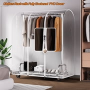 HOKEEPER Heavy Duty Clothing Rack with Cover 450 lbs Capacity Adjustable Garment Rack, Rolling Metal Clothes Rack with Wheels, Commercial Grade No-Gap Zippered Dust Cover, 64"-68" Height, Silver