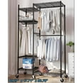 thumbnail image 1 of HOKEEPER 45"x18"x81" Heavy Duty Portable Closet Rack with Rubber Wheels, Rolling Wire Garment Rack for Hanging Clothes, Metal Freestanding Clothes Racks with Shelves, Adjustable Clothing Rack, 1 of 9