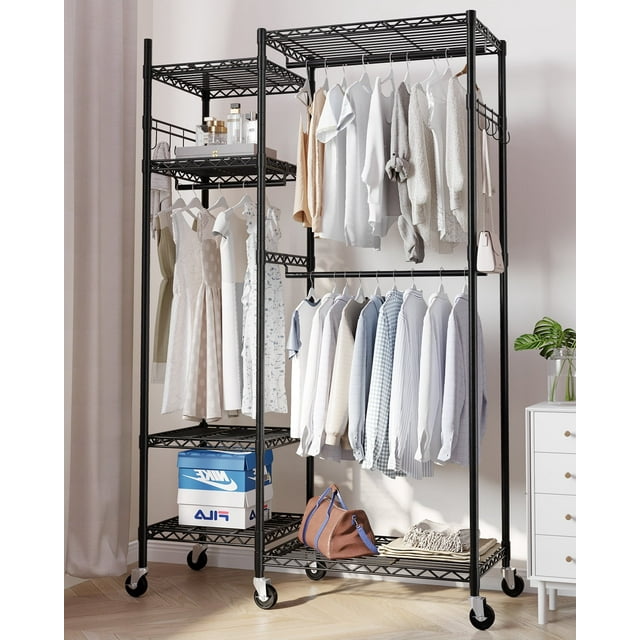 Free Shipping! HOKEEPER Heavy Duty Portable Closet Rack with Rubber
