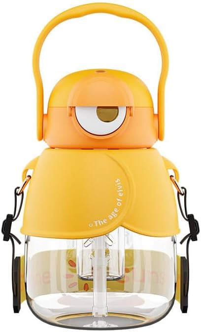 Cute Kawaii Water Bottle With Straw – 500ml Leakproof Portable Bottle, BPA-Free, Dream Blue, With Adjustable Strap