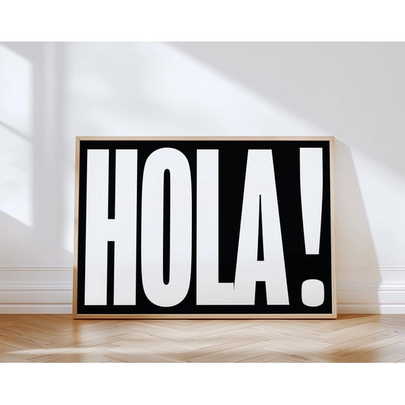 HOLA Typography Wall Art Spanish Hello Poster Modern Entryway Home Office Decor Minimalist Bedroom Print, 8x12 UNFRAMED