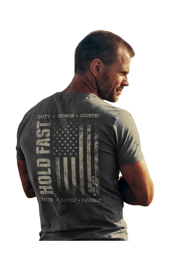 Mens Short Sleeve Casual T-Shirt, Duty & Honor, Dark Heather, SM