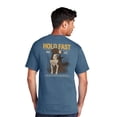 thumbnail image 1 of HOLD FAST Mens Short Sleeve Casual T-Shirt, Hunting Dog, Indigo Blue, SM, 1 of 4