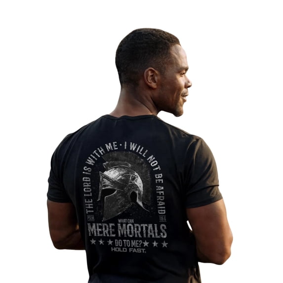 HOLD FAST Mens Short Sleeve Casual T-Shirt, Mere Mortals, Black, SM