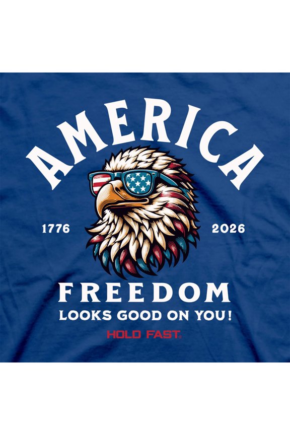 Unisex Short Sleeve Casual T-Shirt, America Eagle, Royal, XL