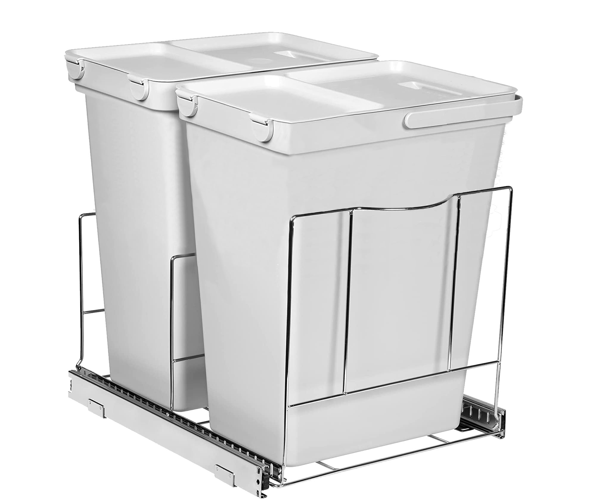 HZL Branded 15.3 Gallon Dual Compartment Under Cabinet Open Pull Out Trash  Can, Kitchen Cabinet Slide-Out Recycling & Reviews