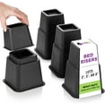thumbnail image 1 of HOLDN' STORAGE Adjustable Height Furniture Risers, Plastic Black, 5.20" x 5.20" x 8.00", 4 Pack, 1 of 8