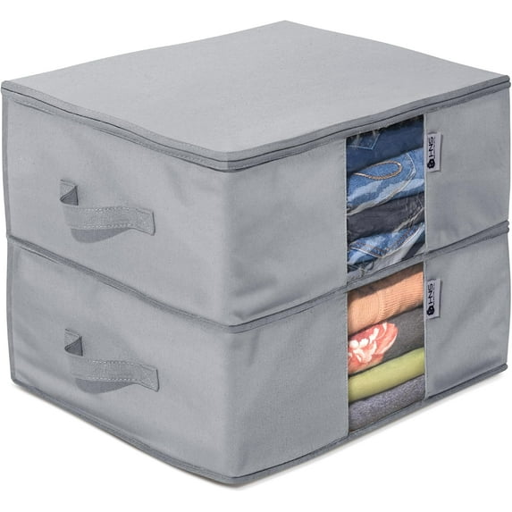 Hold N' Storage Clothes Storage Bag Organizer with Cedar Insert to Protect from Moth - Set of 2, Gray
