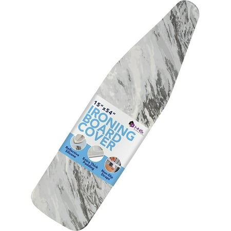 Hold N' Storage Ironing Board Cover and Pad, Large Fits All Standard Sizes 15" x 54" - Gray Marble