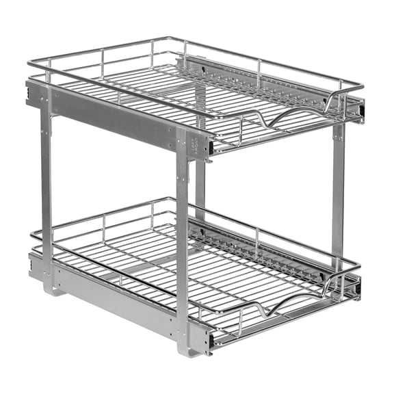 HOLDN' STORAGE 2-Tier Pull Out Cabinet Organizer Heavy Duty Steel Sliding Shelves for Kitchen Pantry and Under Sink Cabinets 14" W x 21" D x 16.5" H