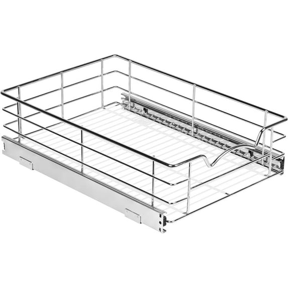 HOLDN' STORAGE Pull Out Pantry Cabinet Organizer, Anti Rust Chrome Finish - Basket Size 14"W x 21"D