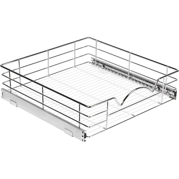 HOLDN' STORAGE Pull Out Pantry Cabinet Organizer Drawer, Anti Rust Chrome Finish - 20"W x 21"D Basket