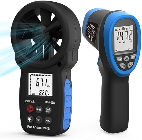 HOLDPEAK Infrared Thermometer D:S=16:1 & 866B Digital Anemometer ...