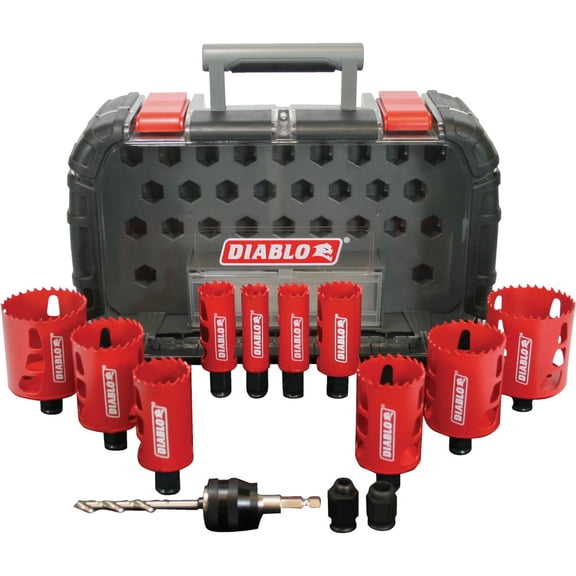 Diablo 14 Piece Bi-Metal Snap Lock Hole Saw Set Compact - High Carbon Steel - 14 Piece Set  Heavy-Duty Construction, Professional Use