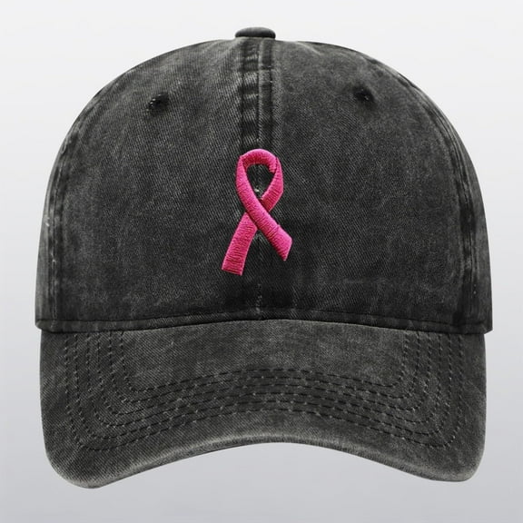 HOLEI Baseball Hat Breast Cancer Hats for Women Embroidered Adjustable Breast Cancer Awareness Hat Breast Cancer Gifts for Woman Hats for Women Black