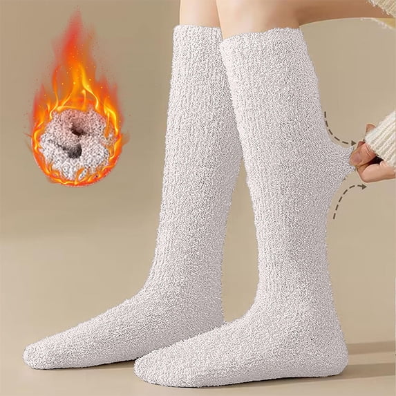 HOLEI Boot Socks Christmas Women Winter Socks Warm Knee High Socks Long Cosy Thermal Ladies Socks Fuzzy Thick Soft Socks for Ladies Girls Compression Socks for Women Khaki