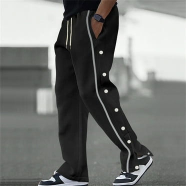 HOLEI Men's Drawstring Sweatpants High Comfort Small Leg Casual Pants Athletic Buckle Sweatpants for Men Black L