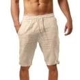 thumbnail image 1 of HOLEI Men's Summer Casual And Fashionable Solid Cotton Linen Shorts Beige 2XL, 1 of 3