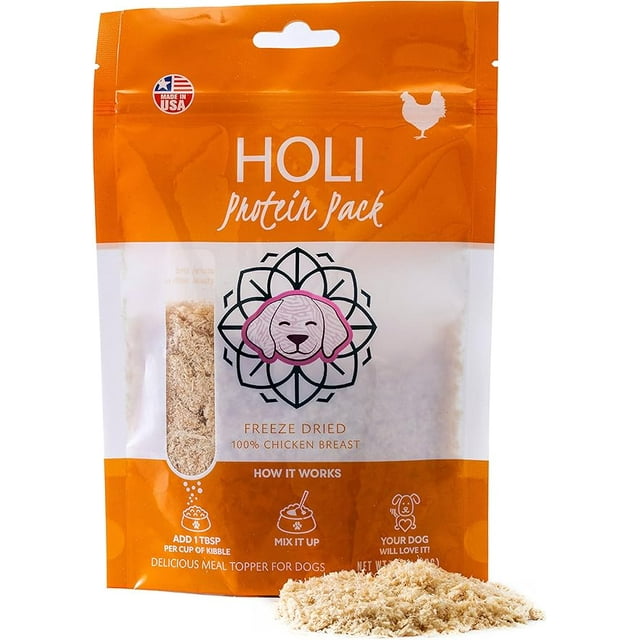 HOLI Freeze Dried Chicken Dog Food Topper Single Ingredient, HumanGrade Lean Chicken Breast