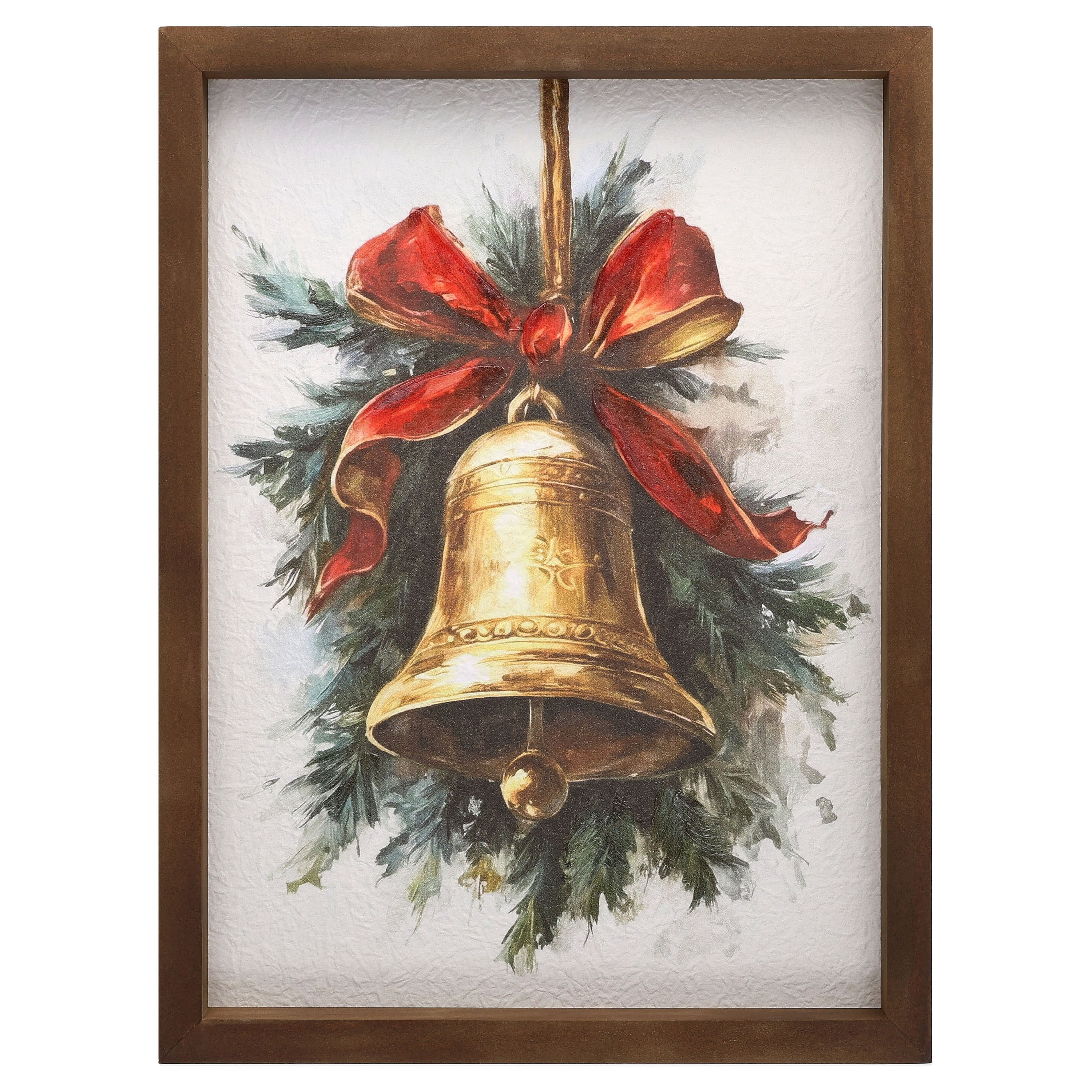 Bell with Ribbon Framed Christmas Wall Art, Multicolor, 9" x 12", by Holiday Time