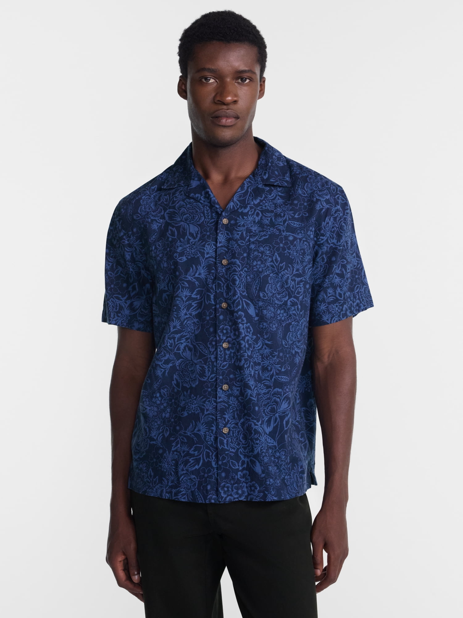 George Men's Linen Blend Holiday Camp Shirt, Sizes XS-3XL, LT-4XLT, 2XB-6XB