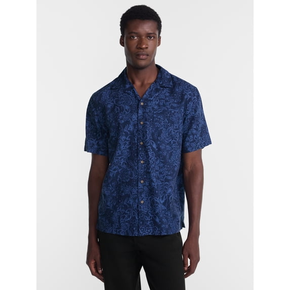 George Men's Linen Blend Holiday Camp Shirt, Sizes XS-3XL, LT-4XLT, 2XB-6XB