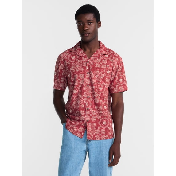 George Men's Linen Blend Holiday Camp Shirt, Sizes XS-3XL, LT-4XLT, 2XB-6XB