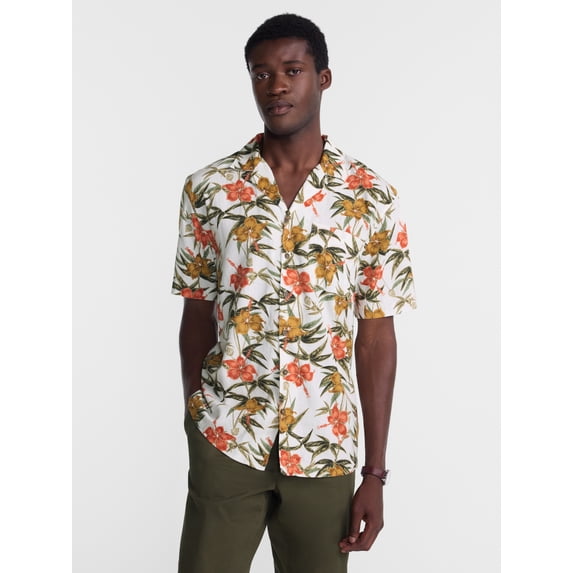 George Men's Linen Blend Holiday Camp Shirt, Sizes XS-3XL, LT-4XLT, 2XB-6XB
