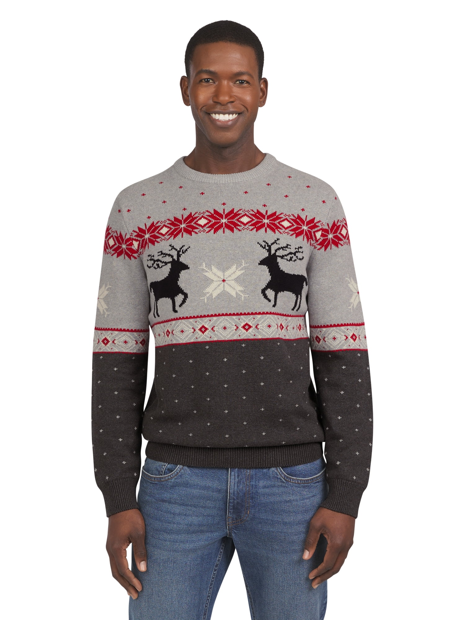 Christmas Checkered Plaid Crew Neck Sweater main image 1