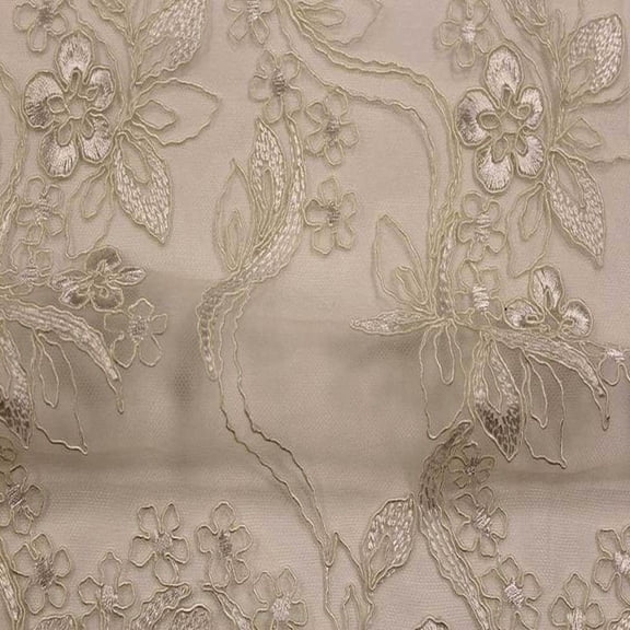 HOLIDAY Embroidered Mesh Fabric. Lace Netting Material 54 Inch in Width | Home Decor, Ivory / Cut by the Yard