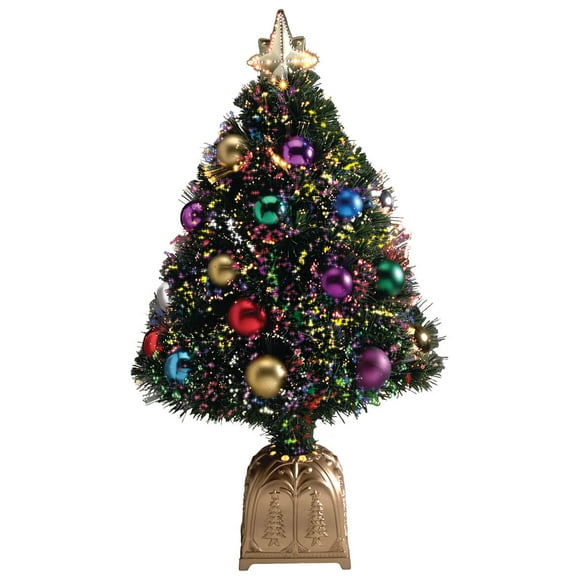 Northwoods Greenery Fiber Optic Christmas Tree with Ball Ornaments, 32-In. Tall