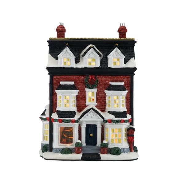 Light-Up Porcelain Holiday Residence Christmas Village Building, Multicolor, 8.62", by Holiday Time