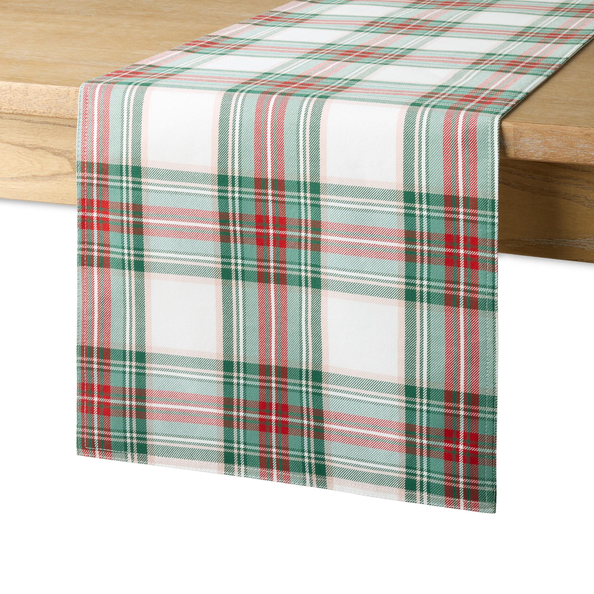 Holiday Time Sherpa Faux Fur Table Runner, Bleached Linen, 14"x72"