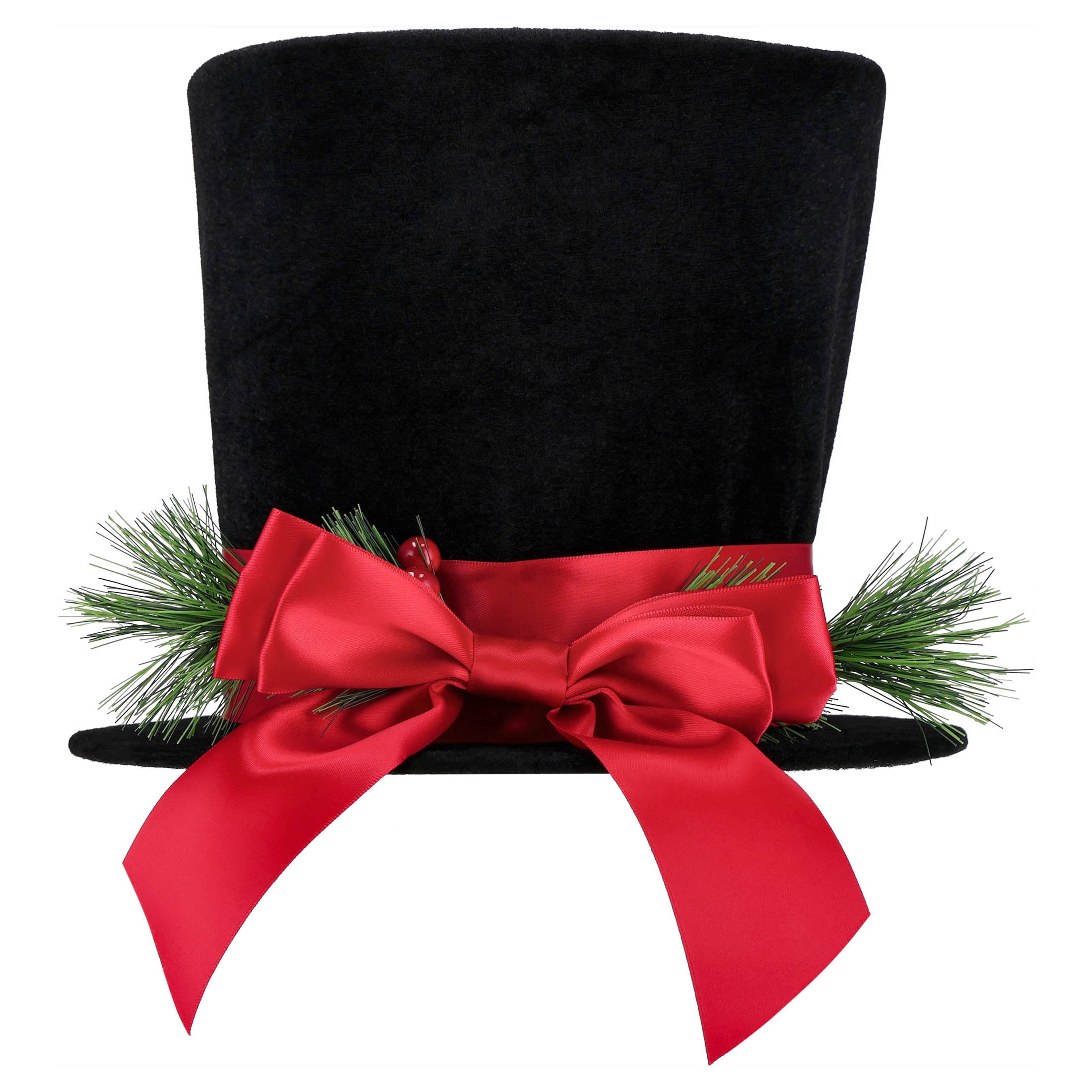 Top Hat Christmas Decoration, Black and Red, 7.5", by Holiday Time