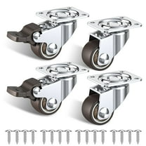 HOLKIE 1 inch Heavy Duty Swivel Caster Wheels,(4 pack)Small Swivel Caster Wheels for Furniture Total Capacity 90lbs (2 with Brakes and 2 Without Brakes)