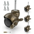 thumbnail image 1 of HOLKIE Ball Caster Wheels Set of 4,2 inch Locking Stem Casters for Furniture Legs,Brass Vintage Antique Swivel Casters for Chair, 1 of 8